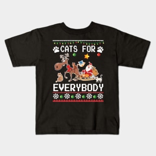 Santa Claus With Cats For Everybody Merry Christmas Noel Day Kids T-Shirt